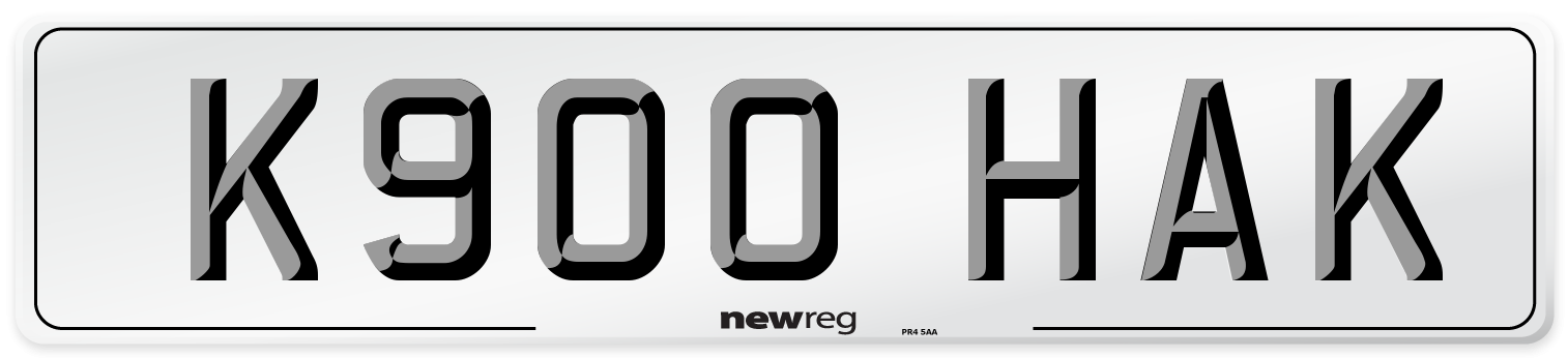 K900 HAK Number Plate from New Reg